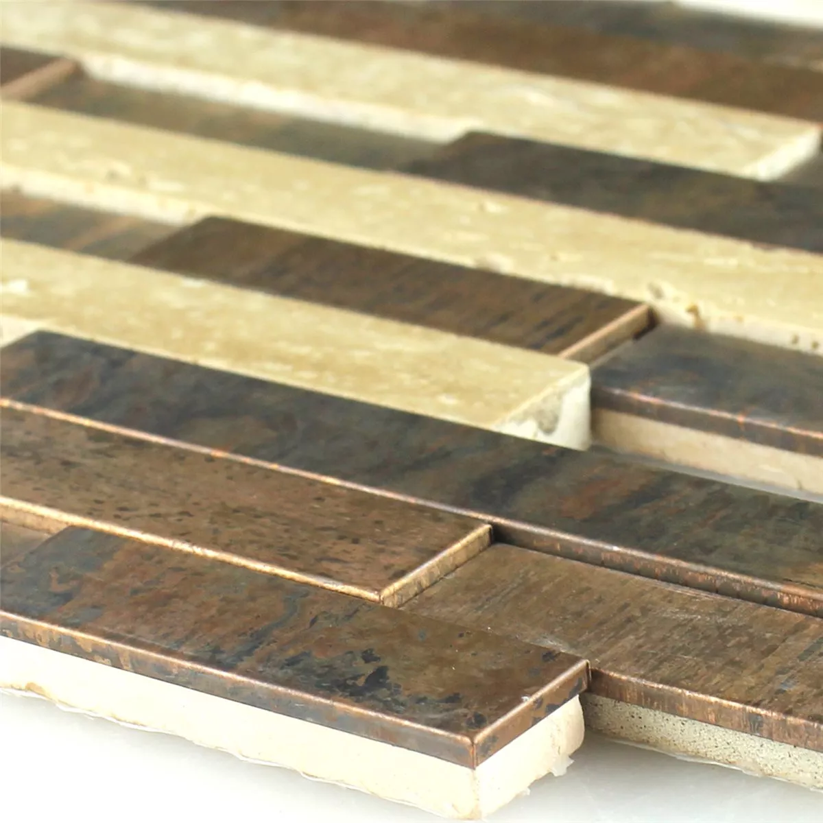 Mosaic Tiles Natural Stone Copper Creme Mix Mosaic Tiles Natural Stone Copper Creme Mix