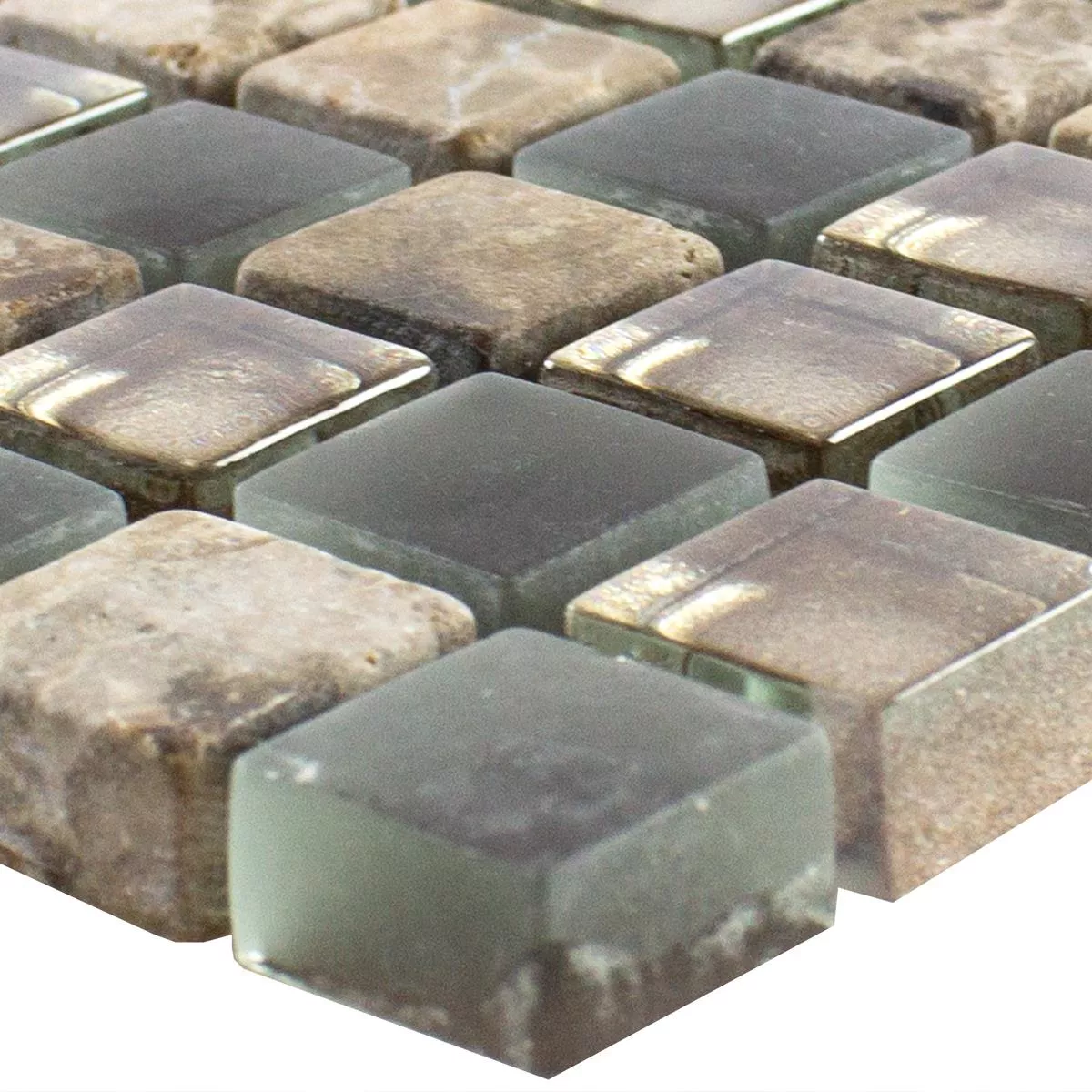 Sample Glass Natural Stone Mosaic Tiles Hayrabey Dark Brown