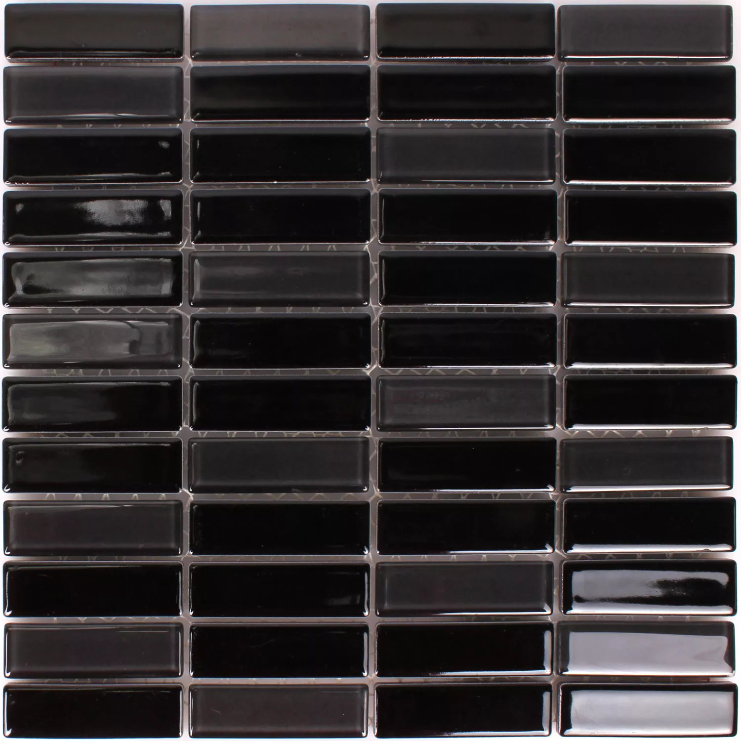 Ceramic Glass Mosaic Tiles Romana Black Glossy