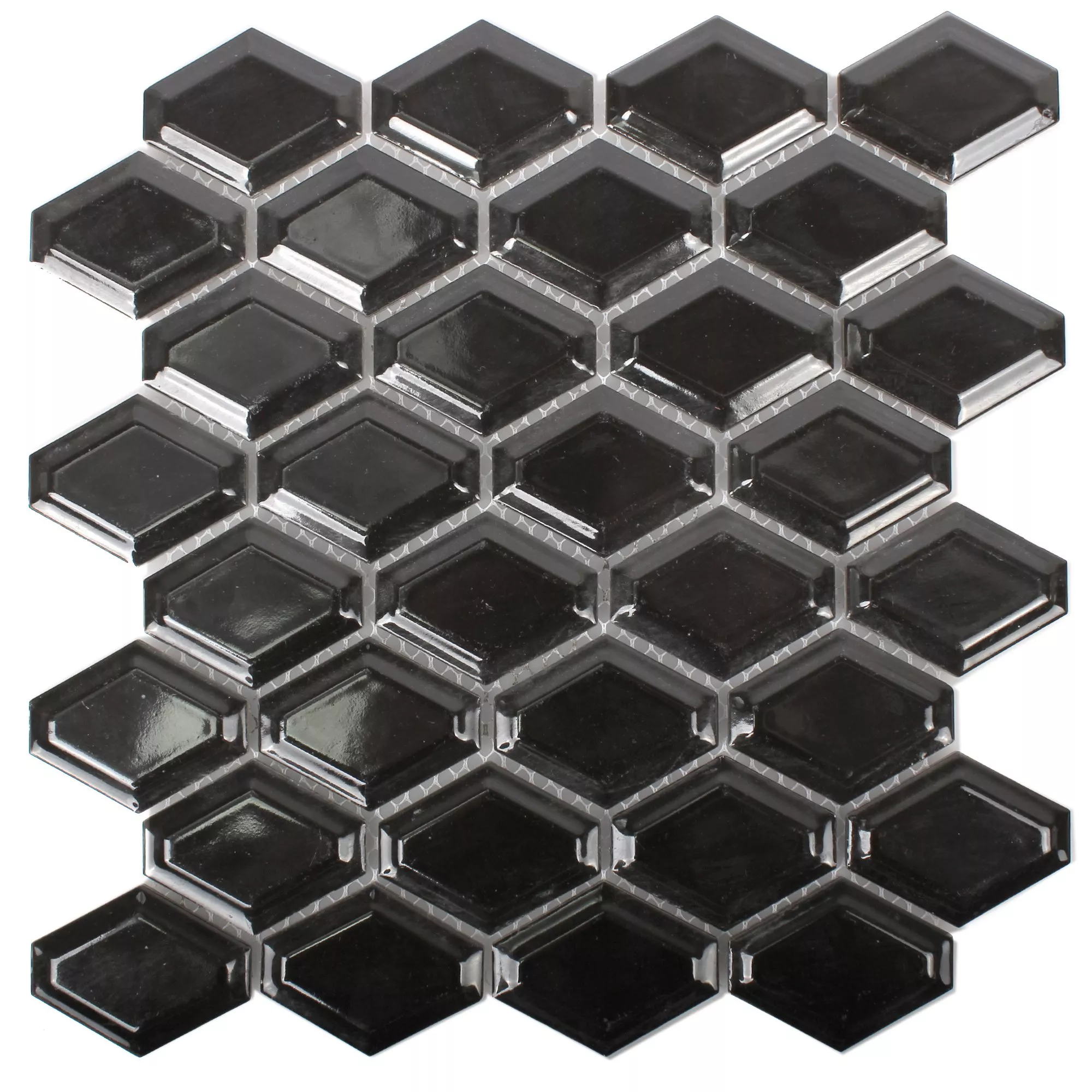 Ceramic Mosaic Tiles Leandro Metro Black Glossy