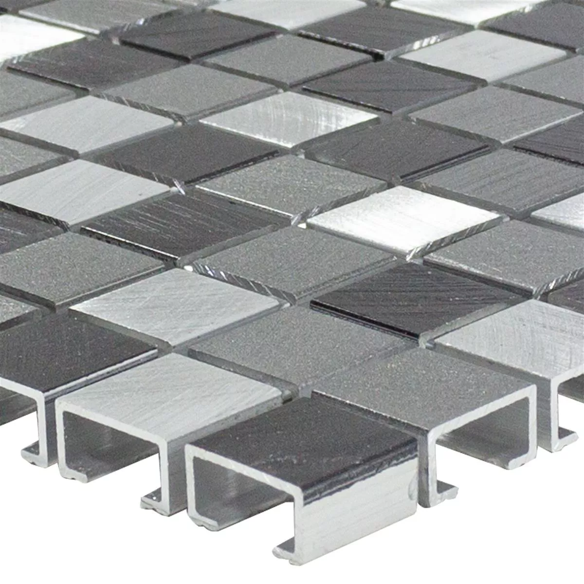 Aluminium Metal Mosaic Tiles Montezuma Grey Silver Mix Aluminium Metal Mosaic Tiles Montezuma Grey Silver Mix
