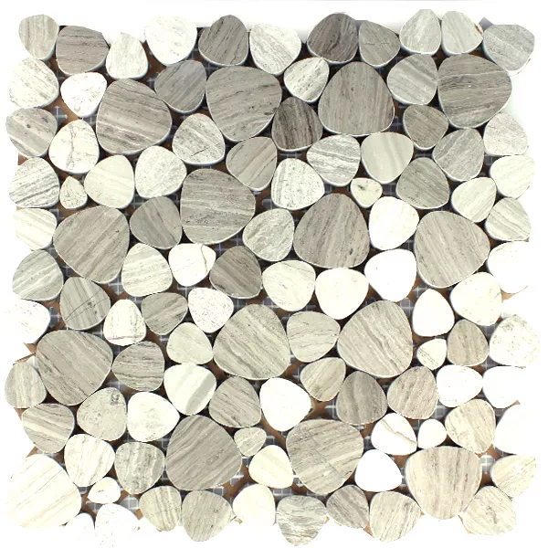 Sample Mosaic Tiles Marble Pebble Grey Polished