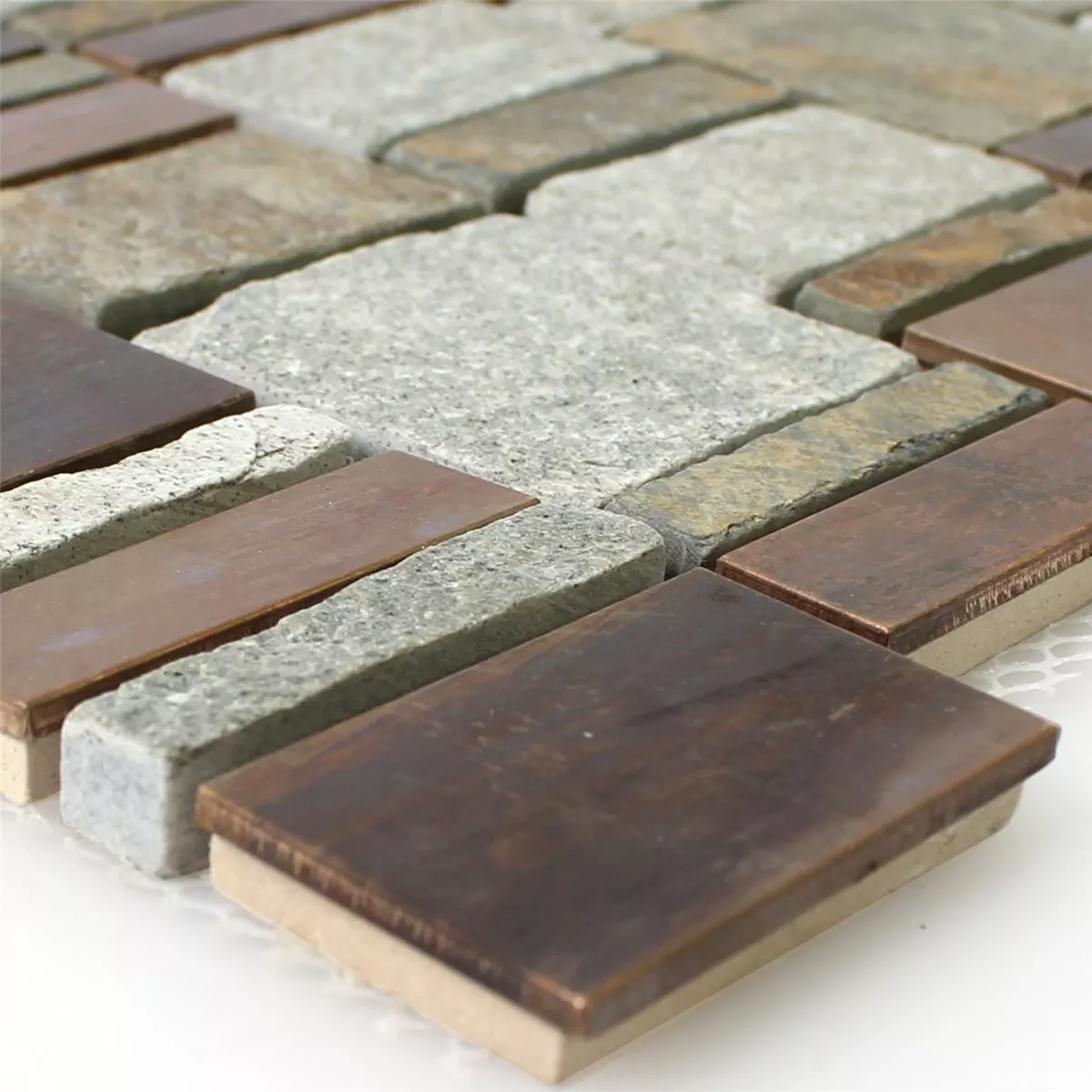 Natural Stone Quartzite Metal Aluminium Mosaic Tiles Topsail Copper Brown Natural Stone Quartzite Metal Aluminium Mosaic Tiles Topsail Copper Brown