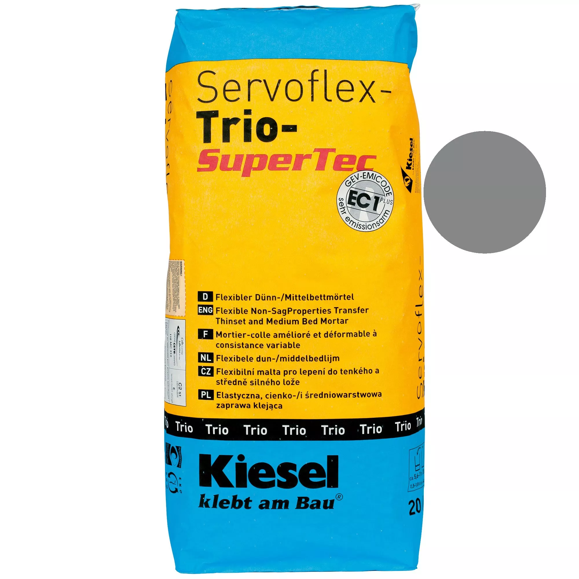 Kiesel tile adhesive Servoflex Trio - thin and medium-bed mortar gray (20KG)