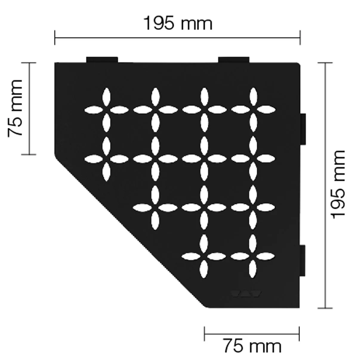 Wall shelf shower shelf Schlüter 5eck 19,5x19,5cm Floral Graphite