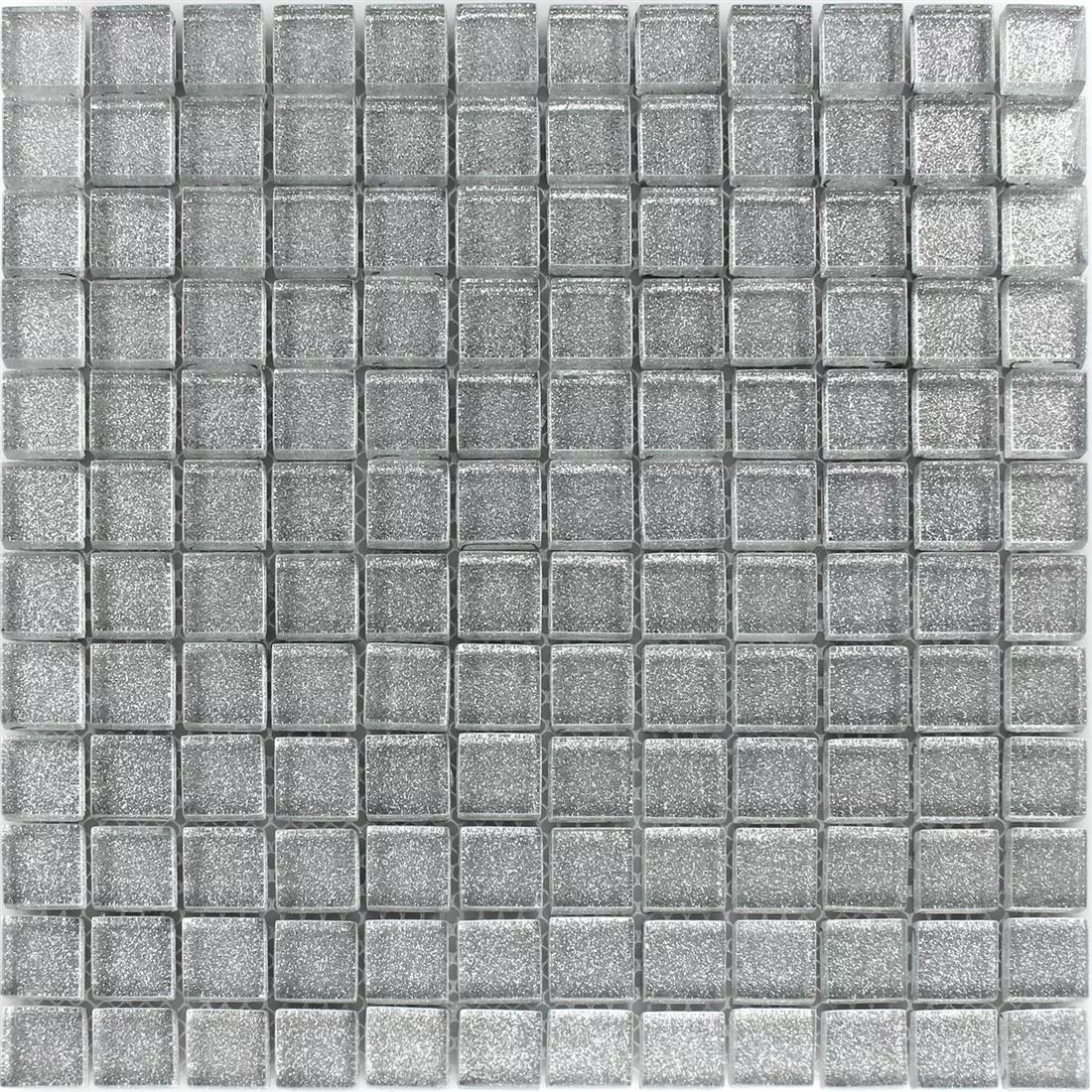 Sample Mosaic Tiles Glass Silver Glitter 