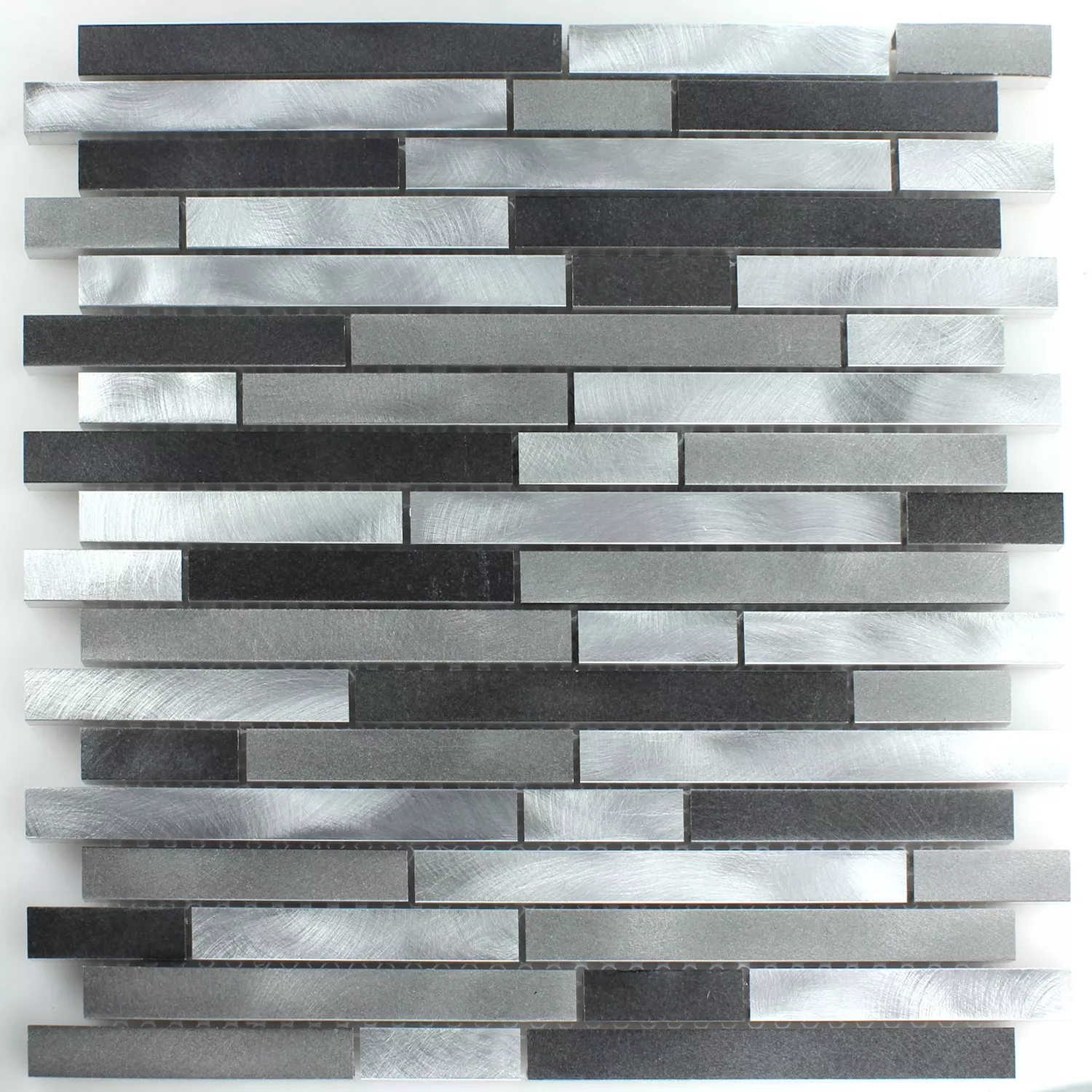 Mosaic Tiles Alu Metal Black Silver Mix