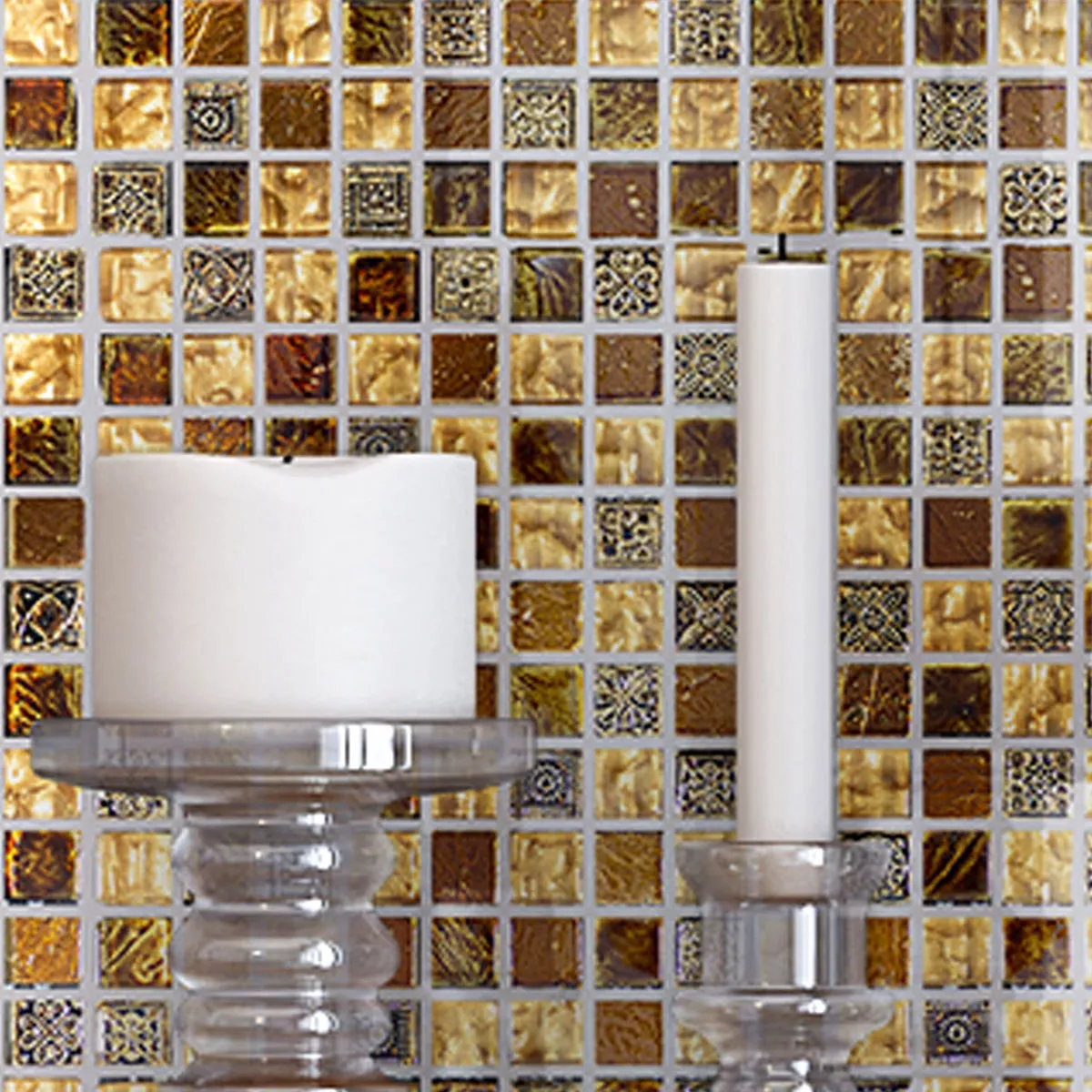 Glass Marble Mosaic Tiles Majestic Brown Gold