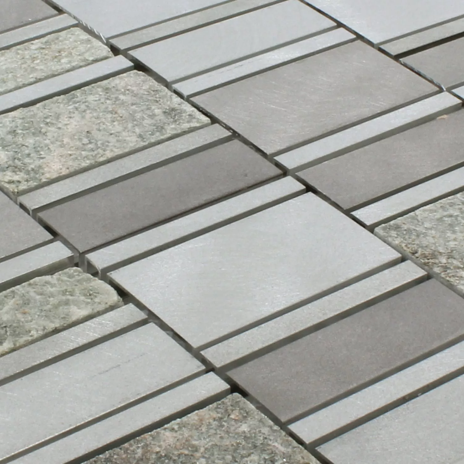Sample Mosaic Tiles Natural Stone Aluminium Avanti Grey