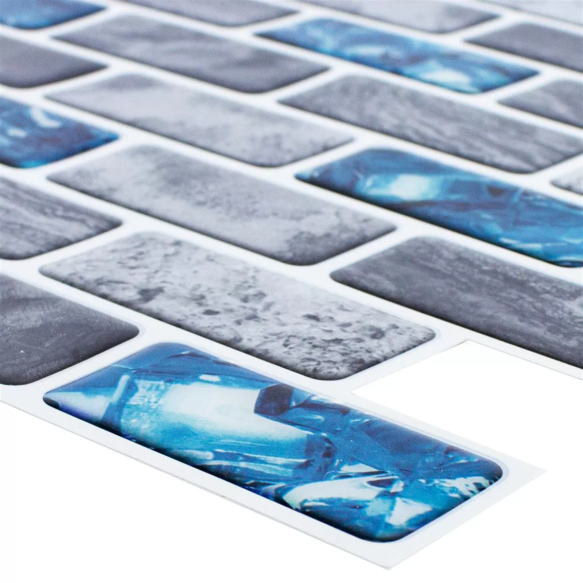 Sample Vinyl Mosaic Tiles Belleza Blue Grey Self Adhesive