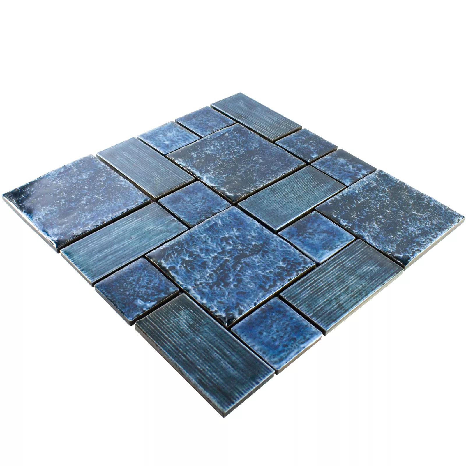 Ceramic Mosaic Tile Bangor Glossy Cyan Mix