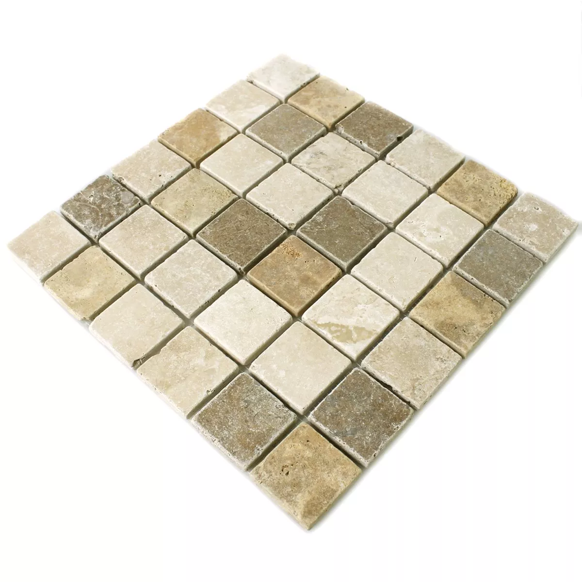 Sample Travertine Mosaic Dustin Tiles Brown Beige Red