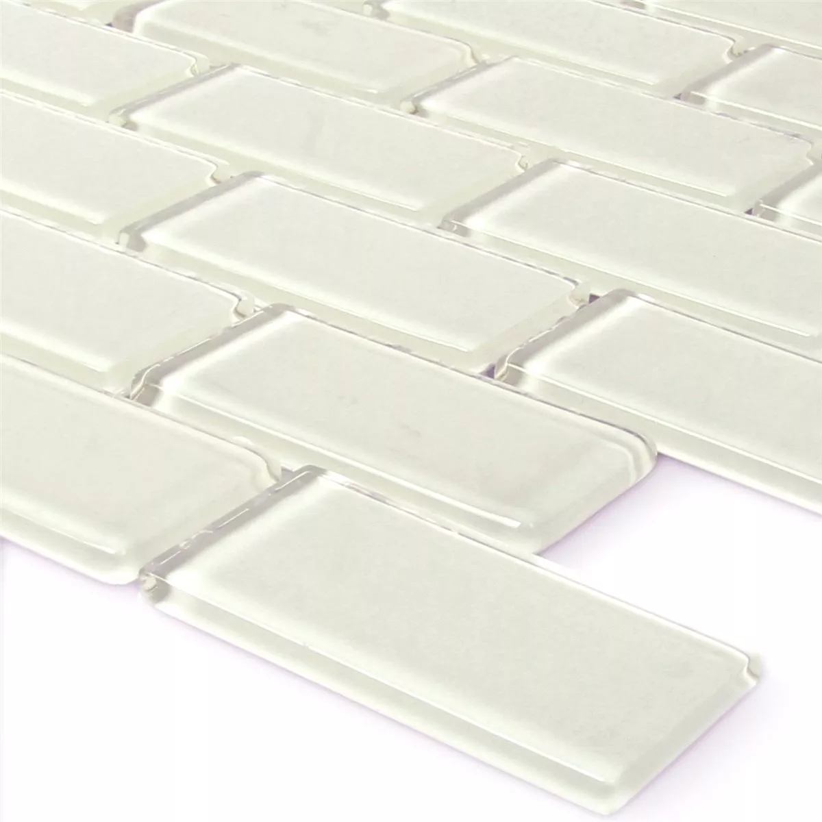 Sample Mosaic Tiles Glass Brick White Glossy