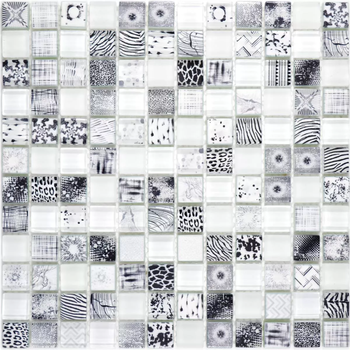 Glass Mosaic Tiles Cornelia Retro Optic Super White