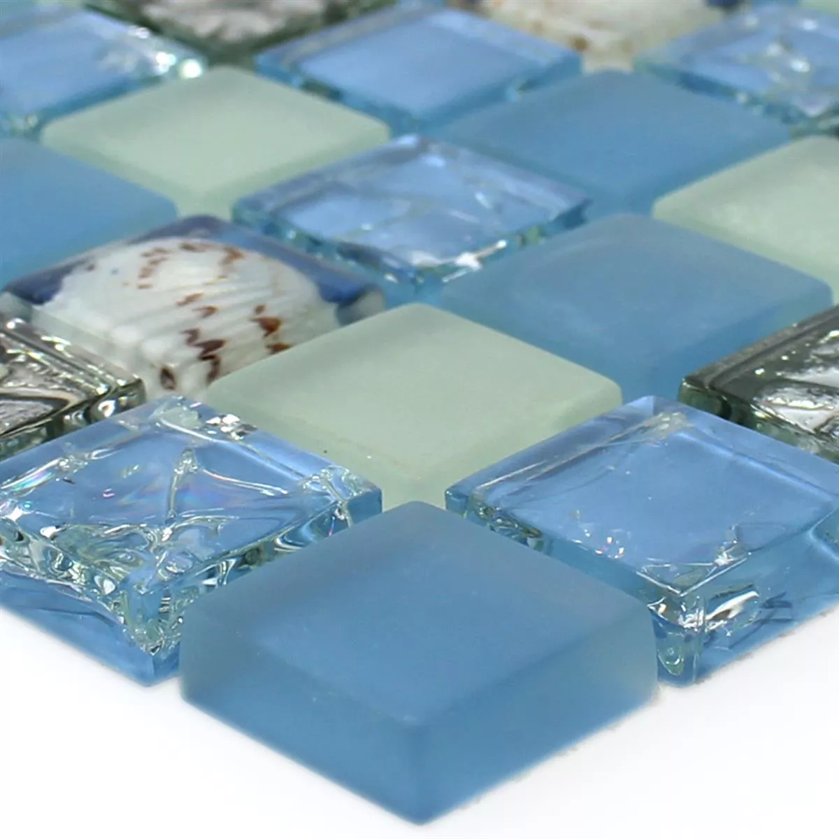 Mosaic Tiles Glass Shell Blue Mix