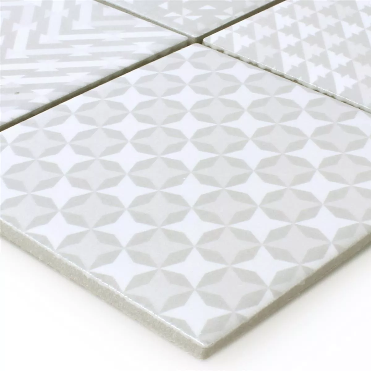 Mosaic Tiles Ceramic Cement Optic Geo Grey