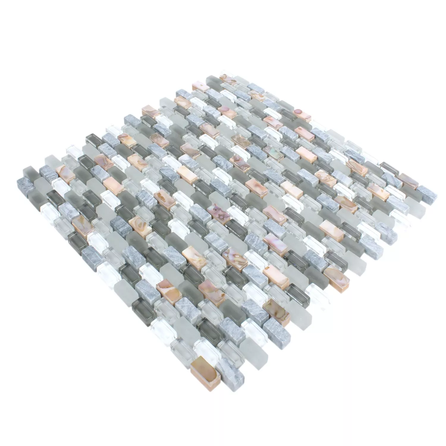 Sample Mosaic Tiles Shell Glass Natural Stone Jasmina Grey