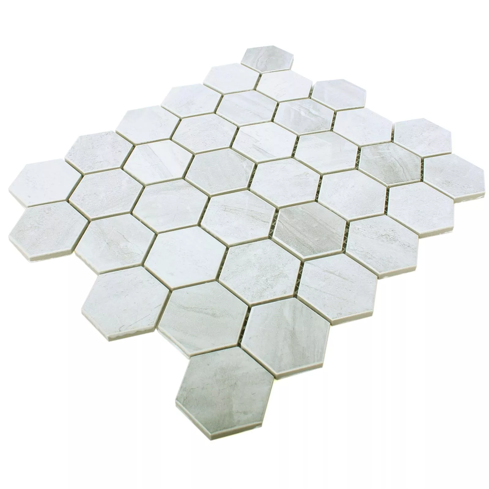Sample Ceramic Beton Optic Mosaic Tiles Shepherd Hexagon Grey