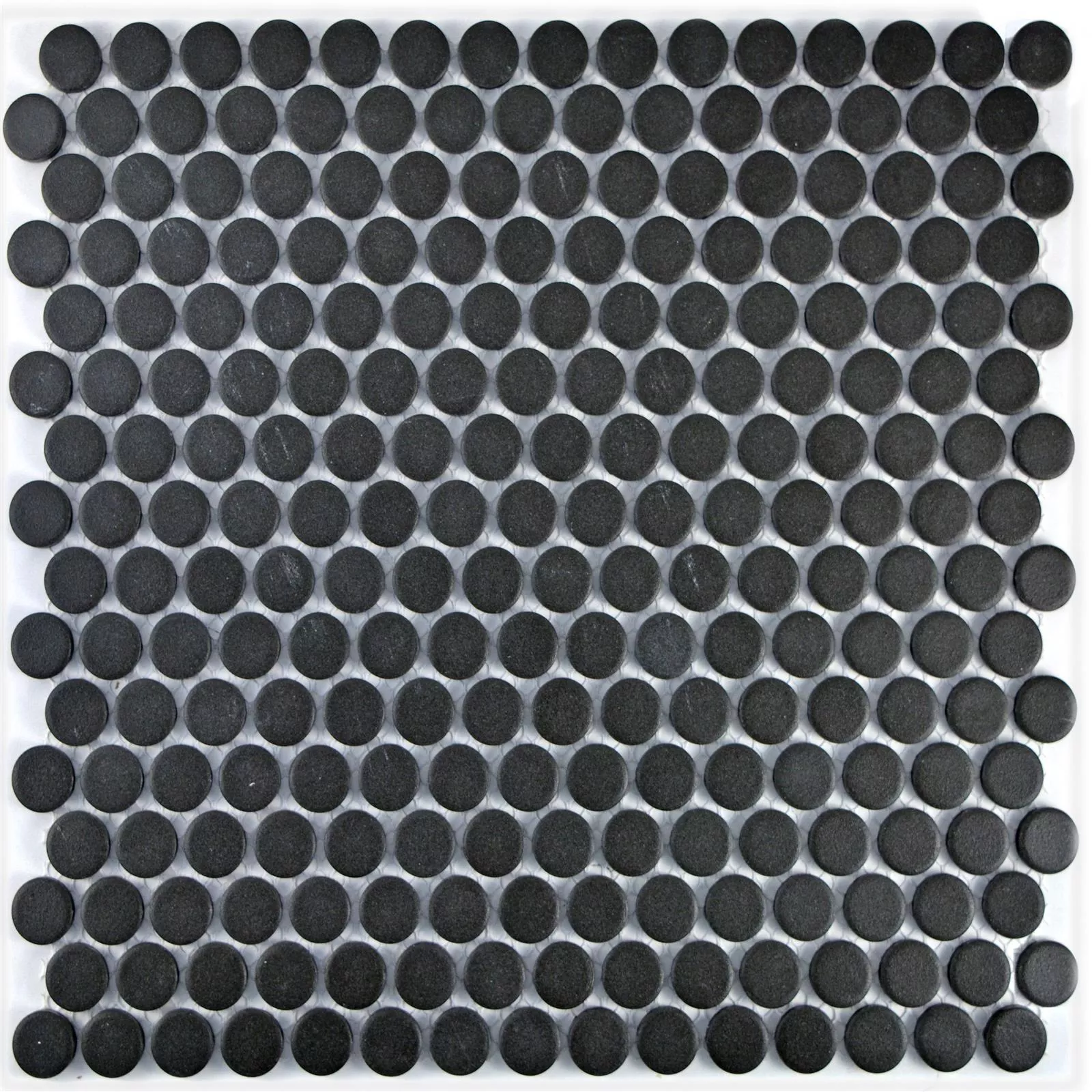 Ceramic Mosaic Tiles Button Radoslov Unglazed Black