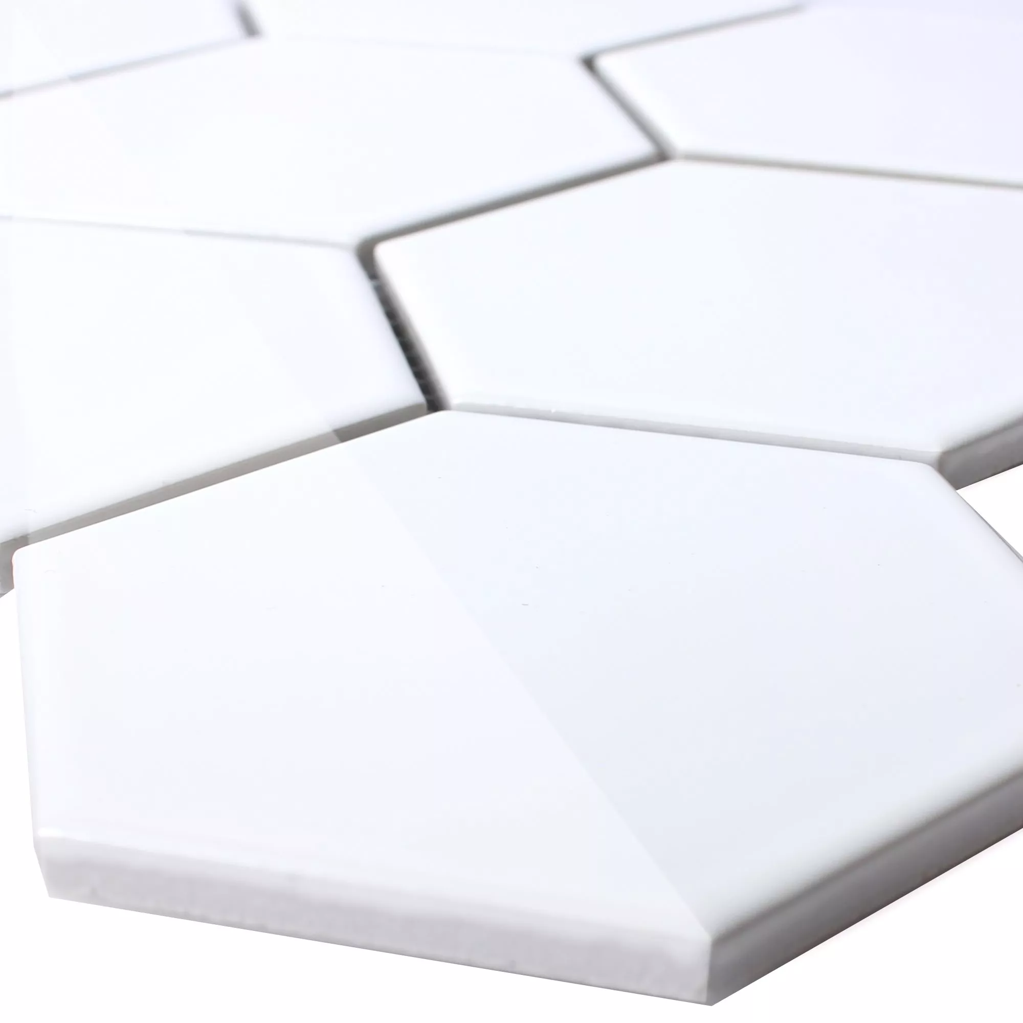 Ceramic Mosaic Tiles Hexagon Salamanca White Glossy H95