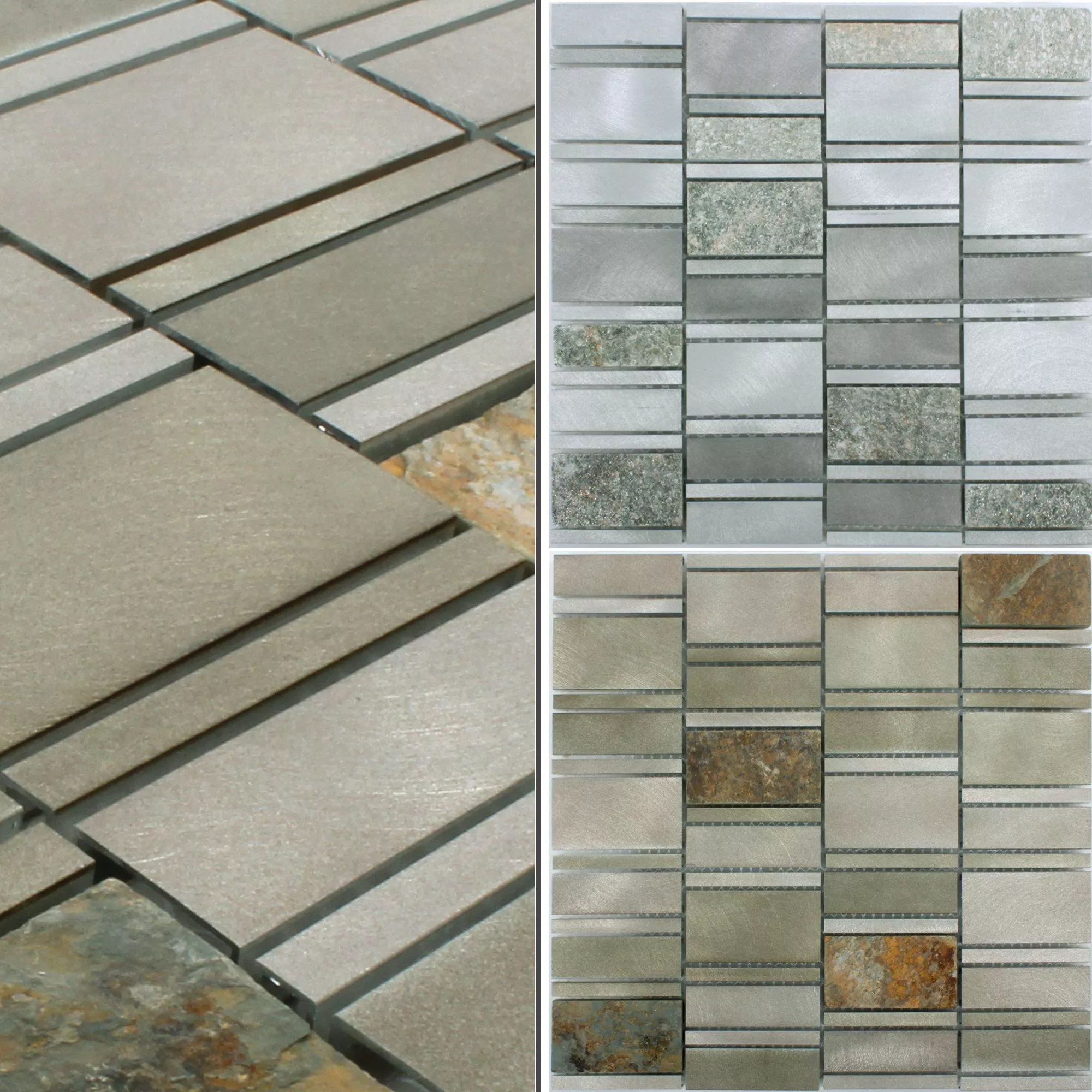 Sample Mosaic Tiles Natural Stone Aluminium Avanti
