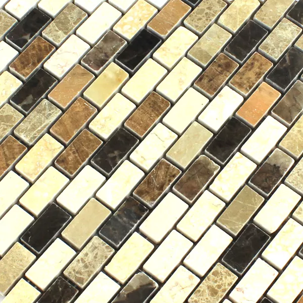 Sample Mosaic Tiles Marble Brown Beige Polished 
