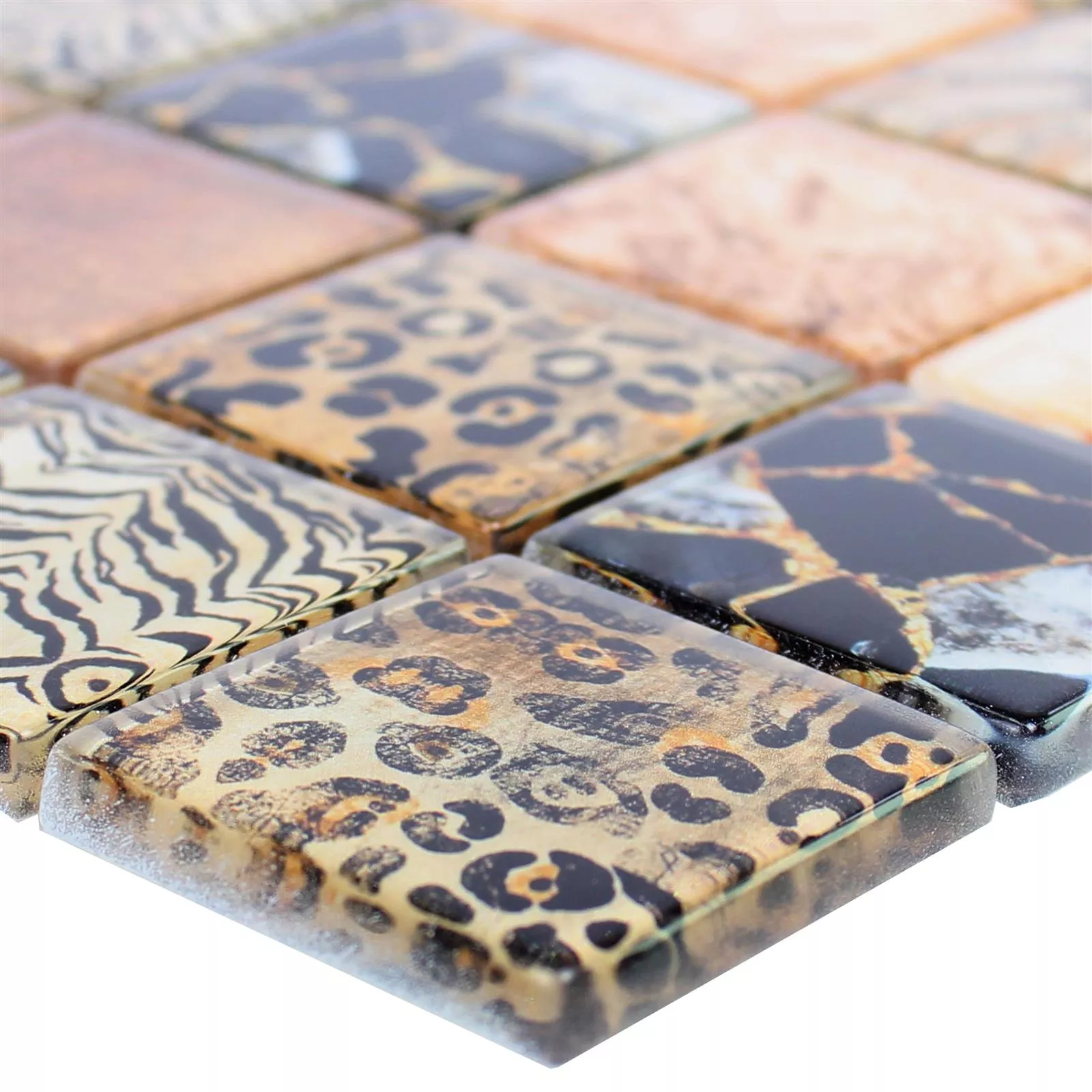 Sample Glass Mosaic Tiles Safari Black Beige