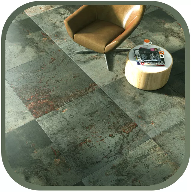 Metal look tiles