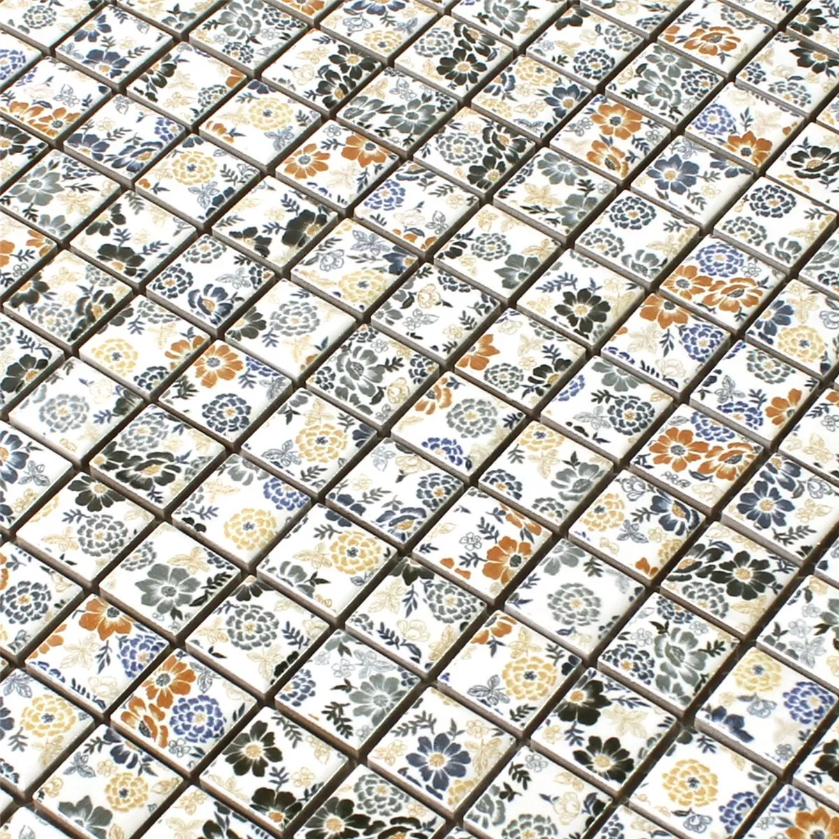 Mosaic Tiles Ceramic White Flower