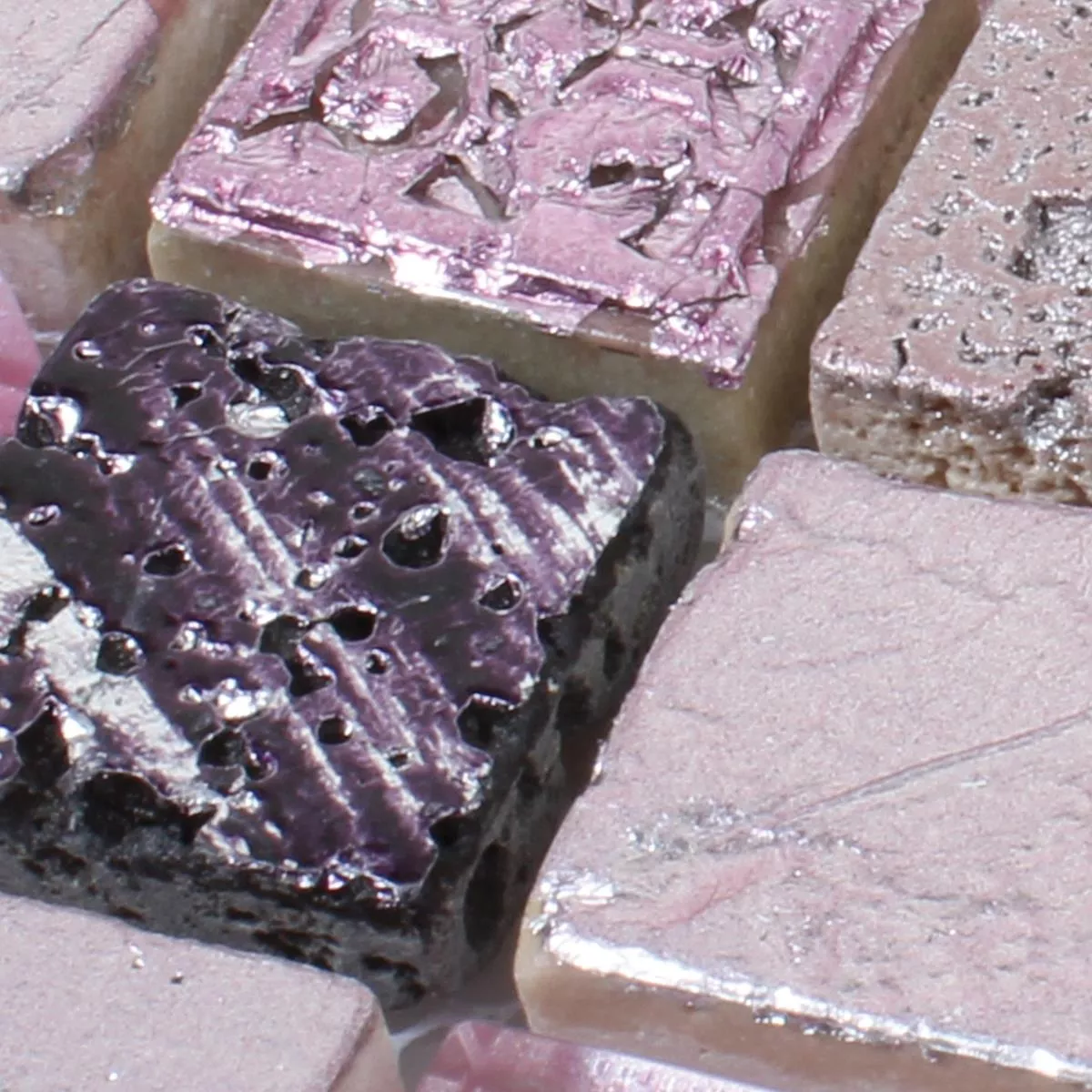 Sample Glass Natural Stone Resin Mosaic Pink Mix
