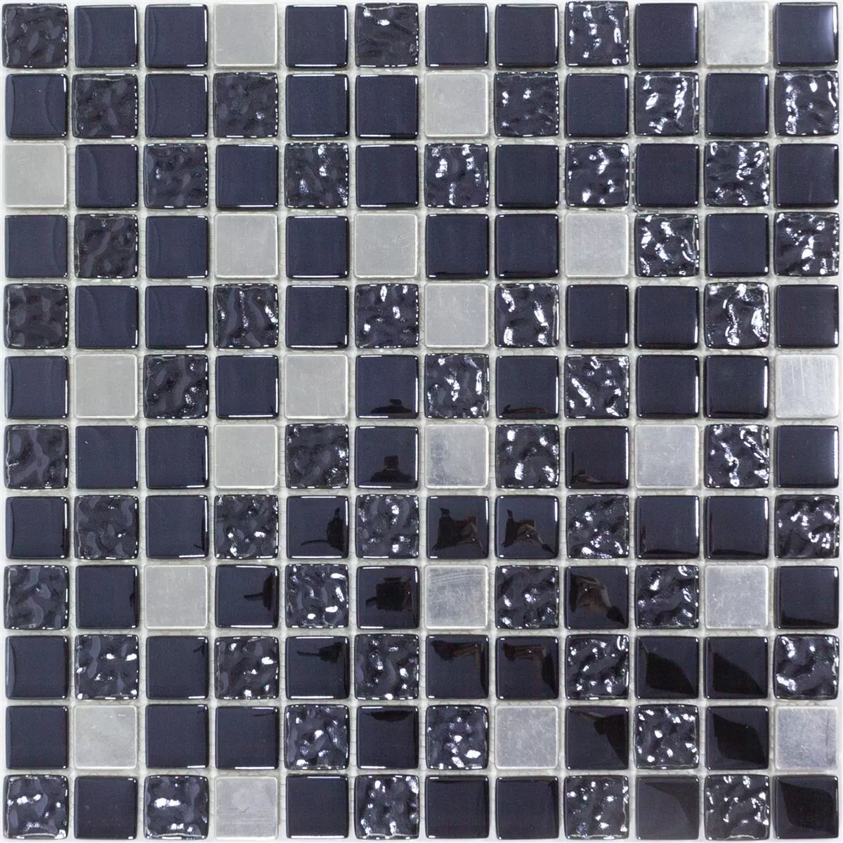 Sample Mosaic Tiles Glass Stainless Steel Blackriver Black Silver Mix