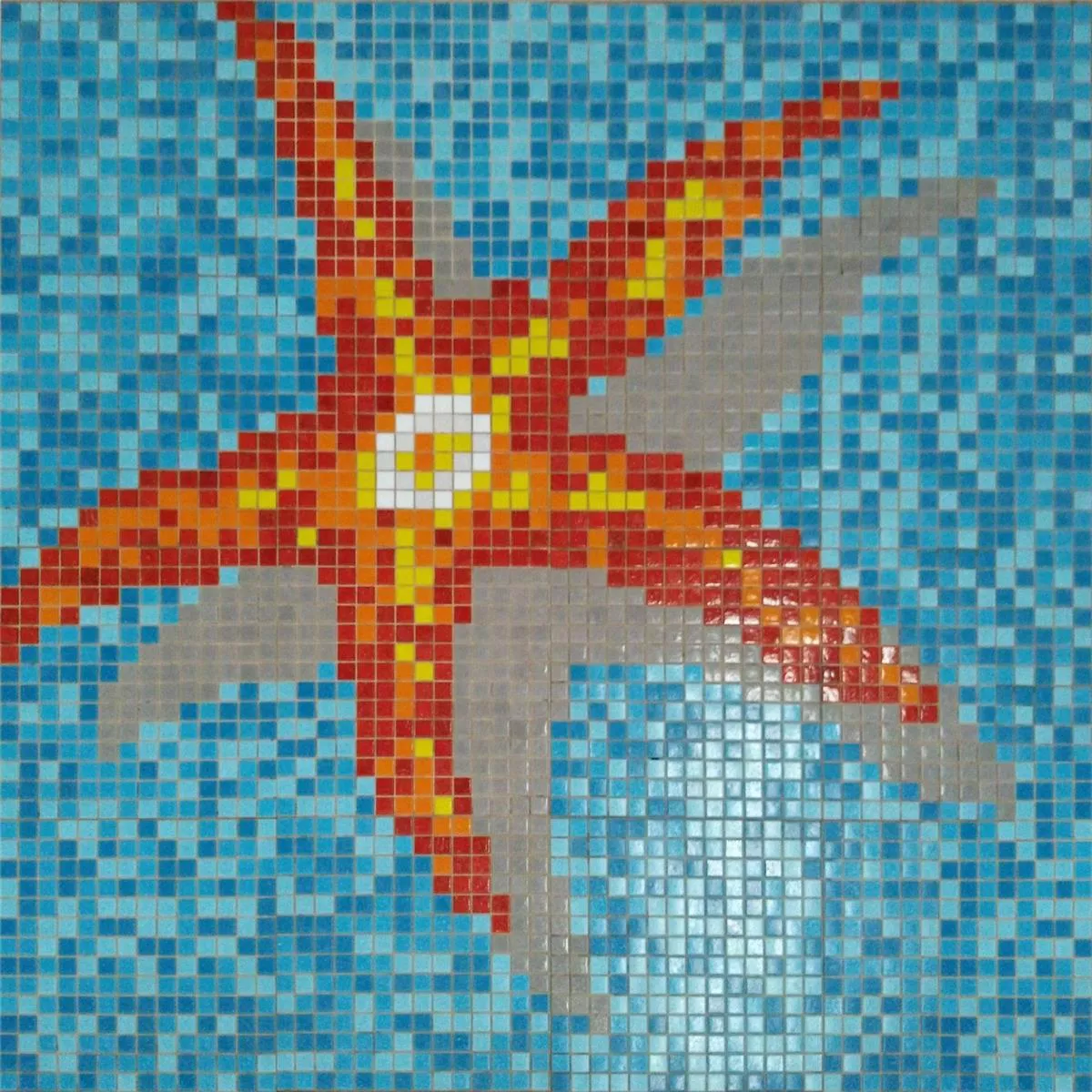 Swimming Pool Mosaic Seestar Pasted on Paper