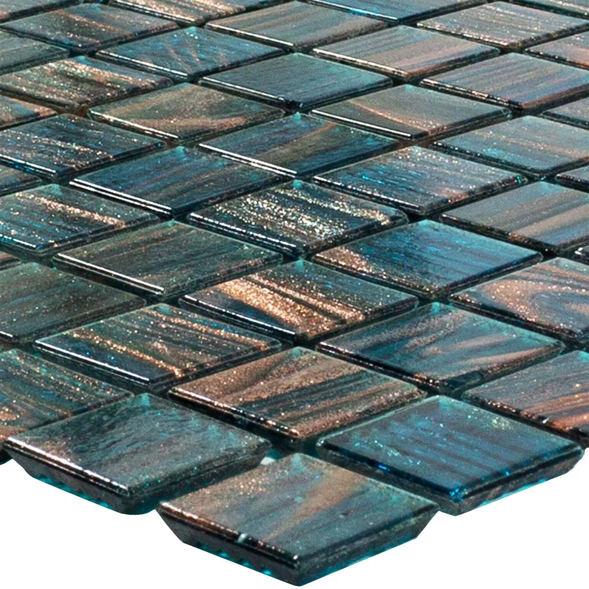 Glass Mosaic Tiles Kyoto Petrol Blue