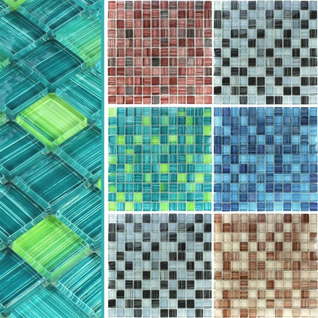 Sample Glass Mosaic Tiles Lafayette Striped