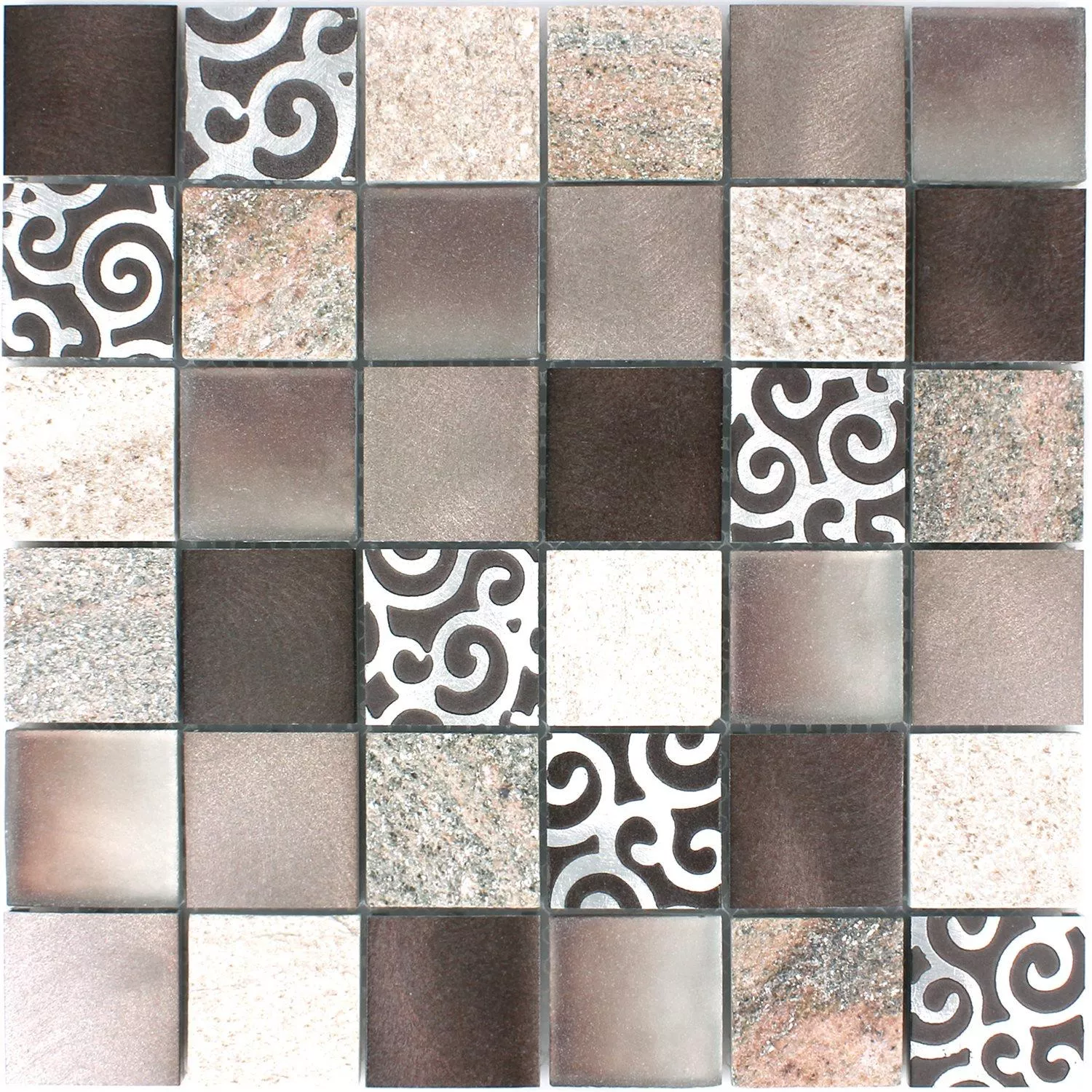 Mosaic Tiles Glass Natural Stone Aluminium Valdivia Brown