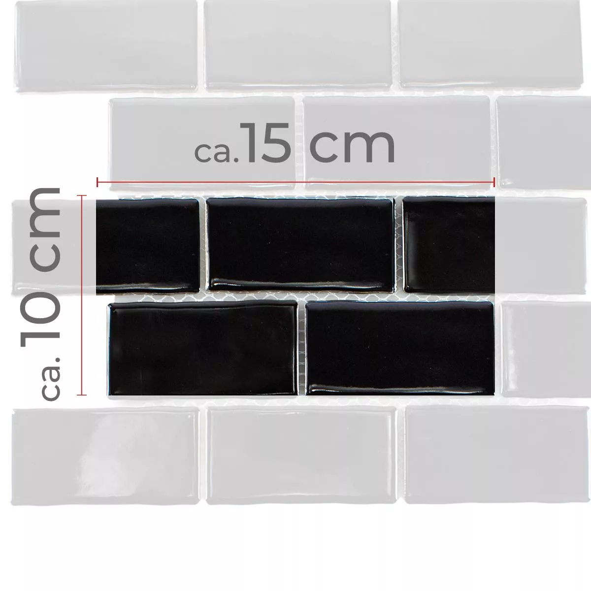 Sample Ceramic Mosaic Tiles Florenz Hand Made Black