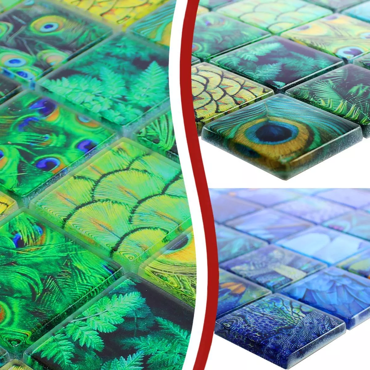 Sample Glass Mosaic Tiles Peafowl