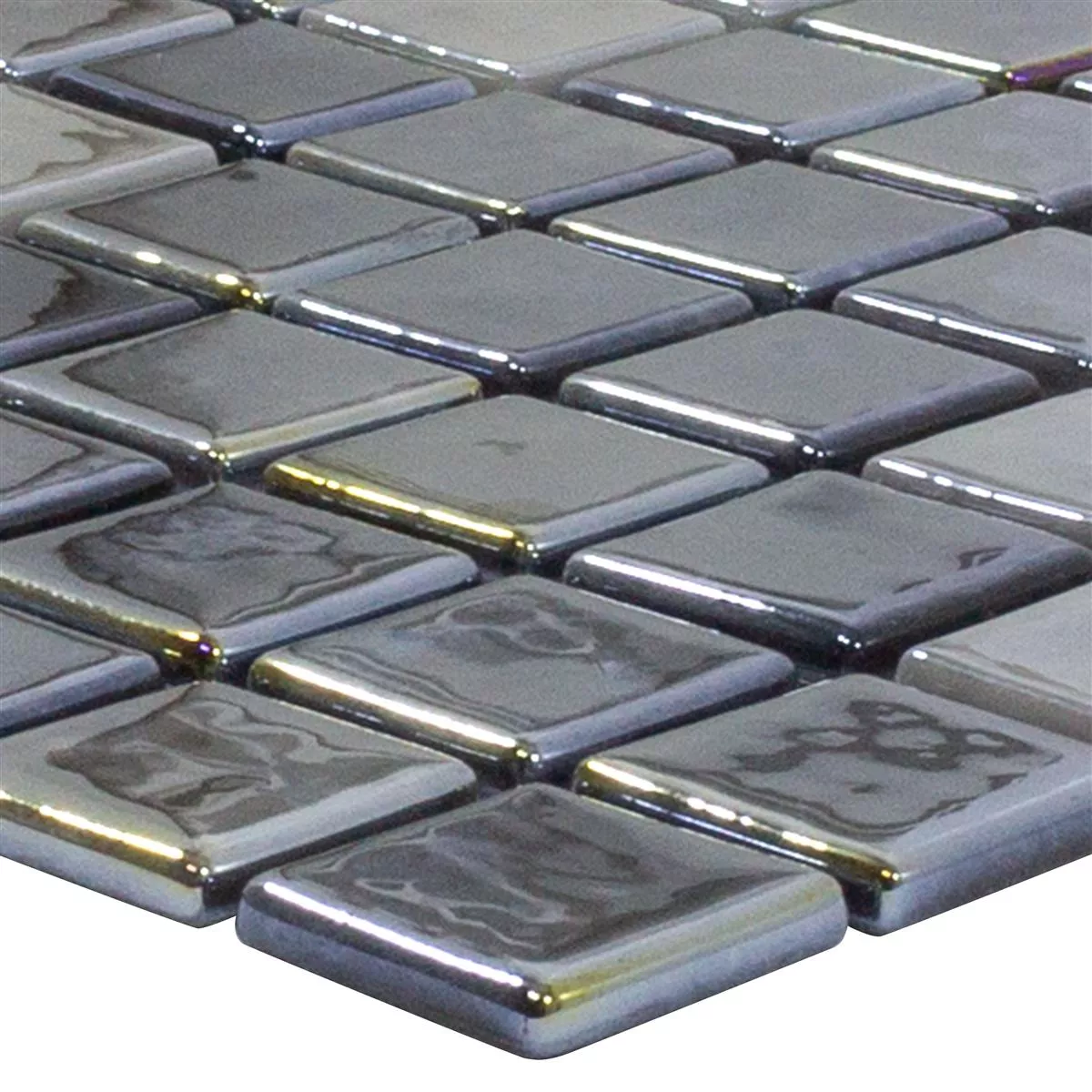 Glass Mosaic Tiles Silvertown Anthracite Metallic 25x25mm Glass Mosaic Tiles Silvertown Anthracite Metallic 25x25mm