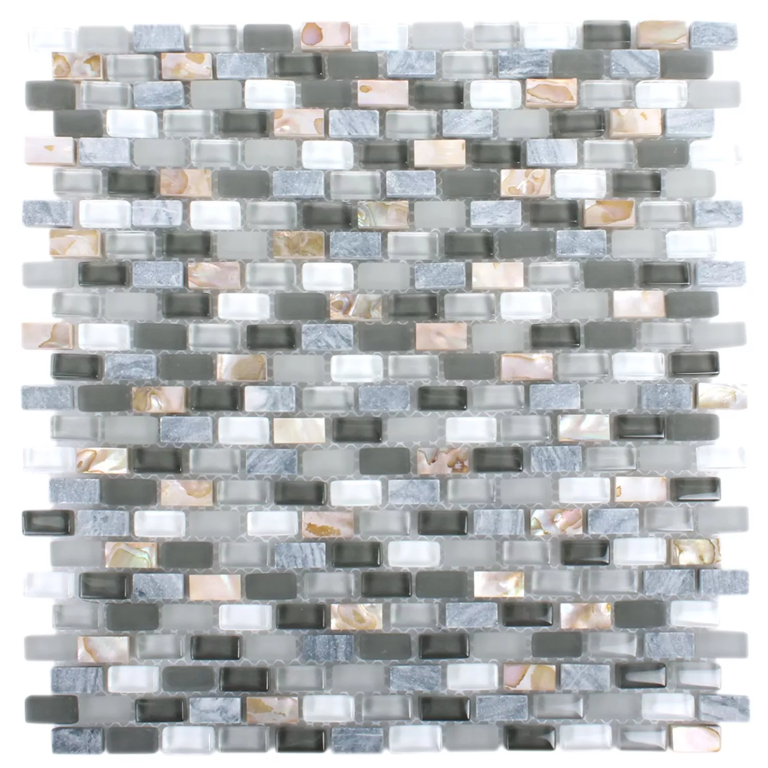Sample Mosaic Tiles Shell Glass Natural Stone Jasmina Grey