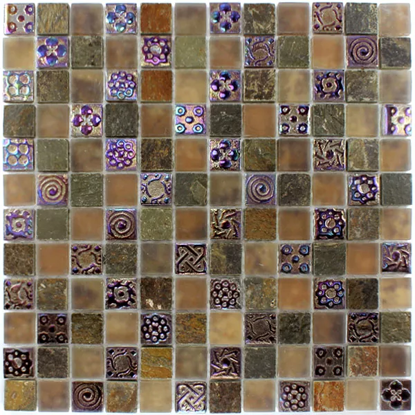 Sample Mosaic Tiles Glass Limestone Marble Phoenix Brown