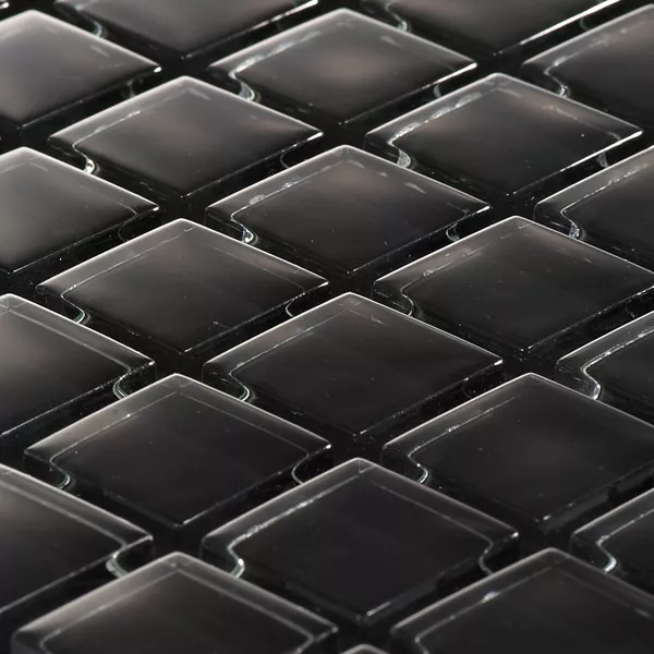 Mosaic Tiles Glass Uni 23x23x8mm Black