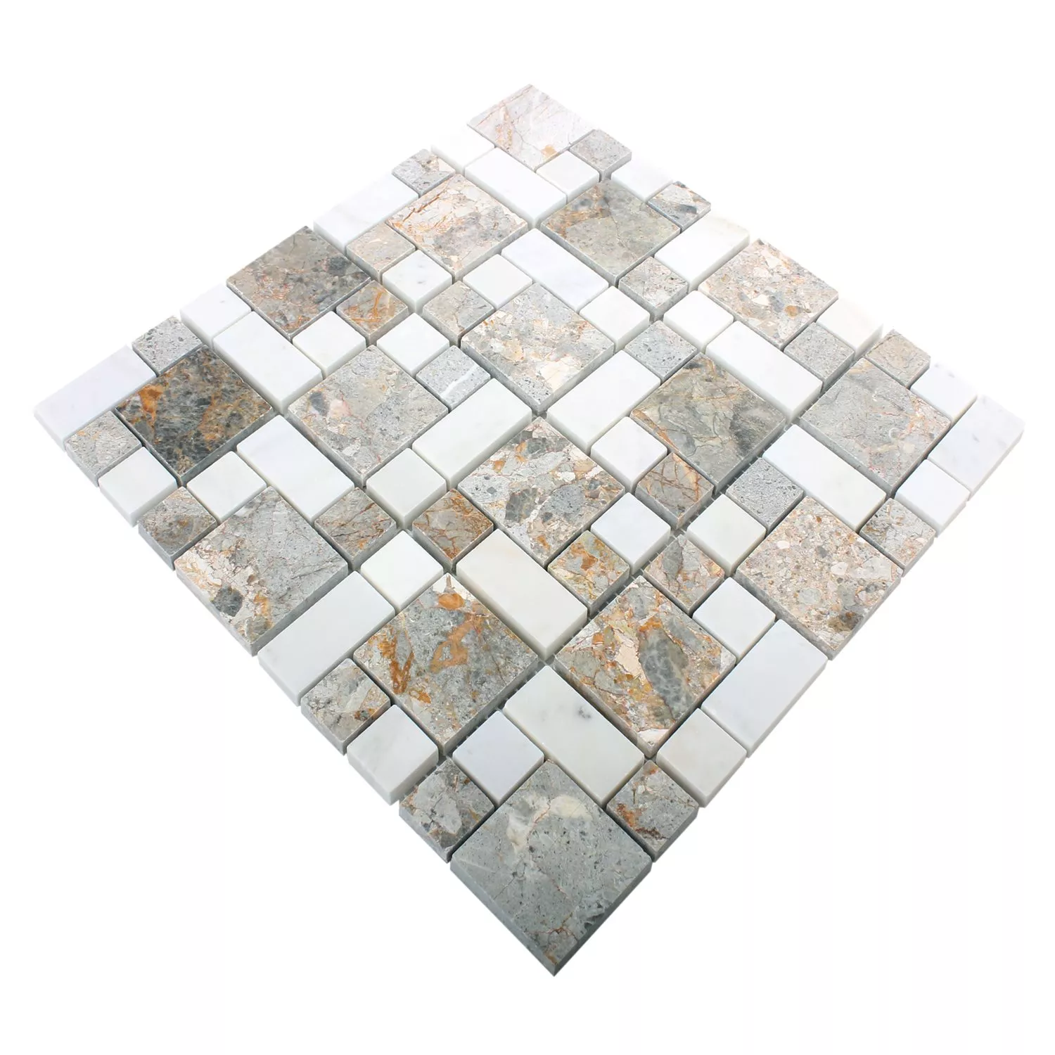 Natural Stone Mosaic Tiles Elphenor Gold White