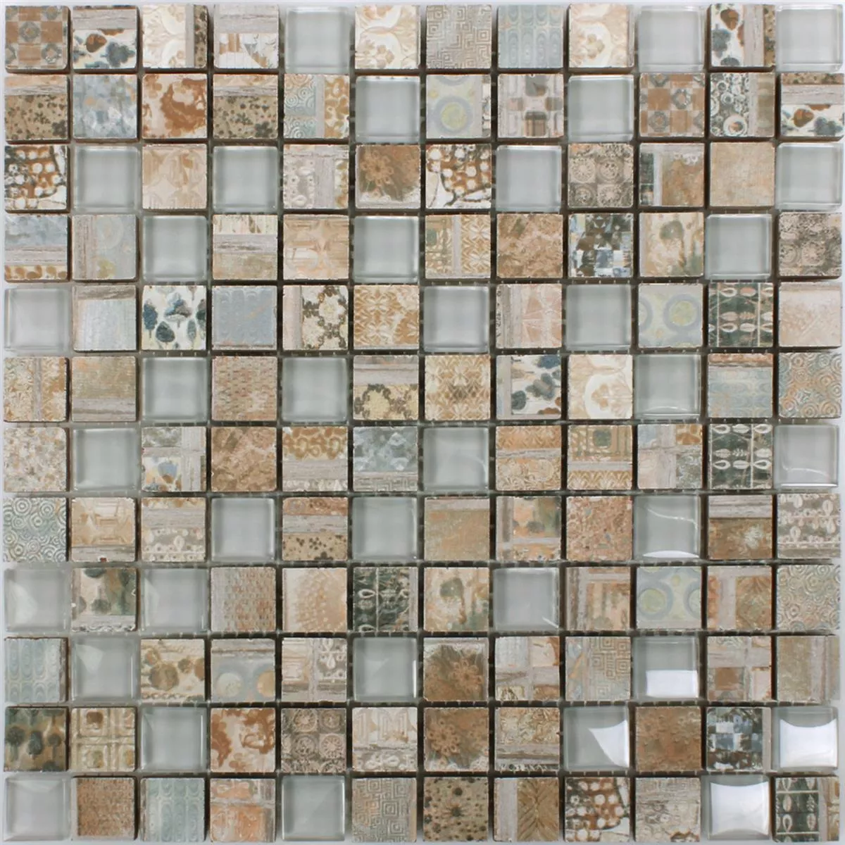 Mosaic Tiles Glass Ceramic Bellevue Brown Quadrat