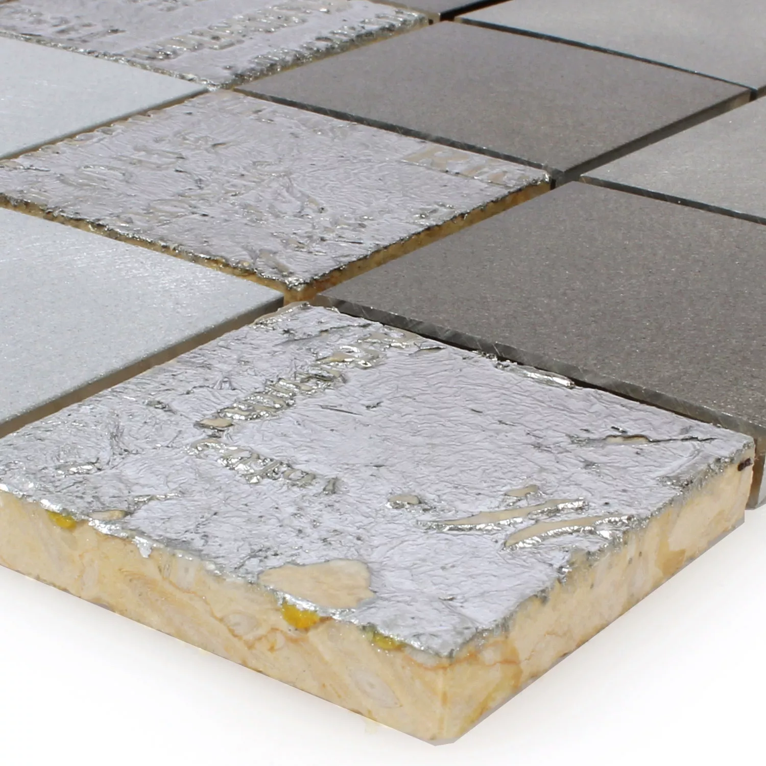 Mosaic Tiles Metal Natural Stone Parole Brown Silver Mosaic Tiles Metal Natural Stone Parole Brown Silver