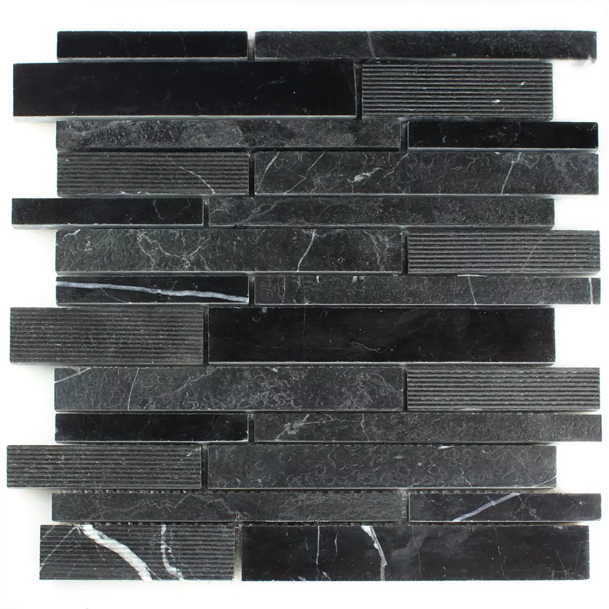 Mosaic Tiles Marble Brick Milled Polished Black