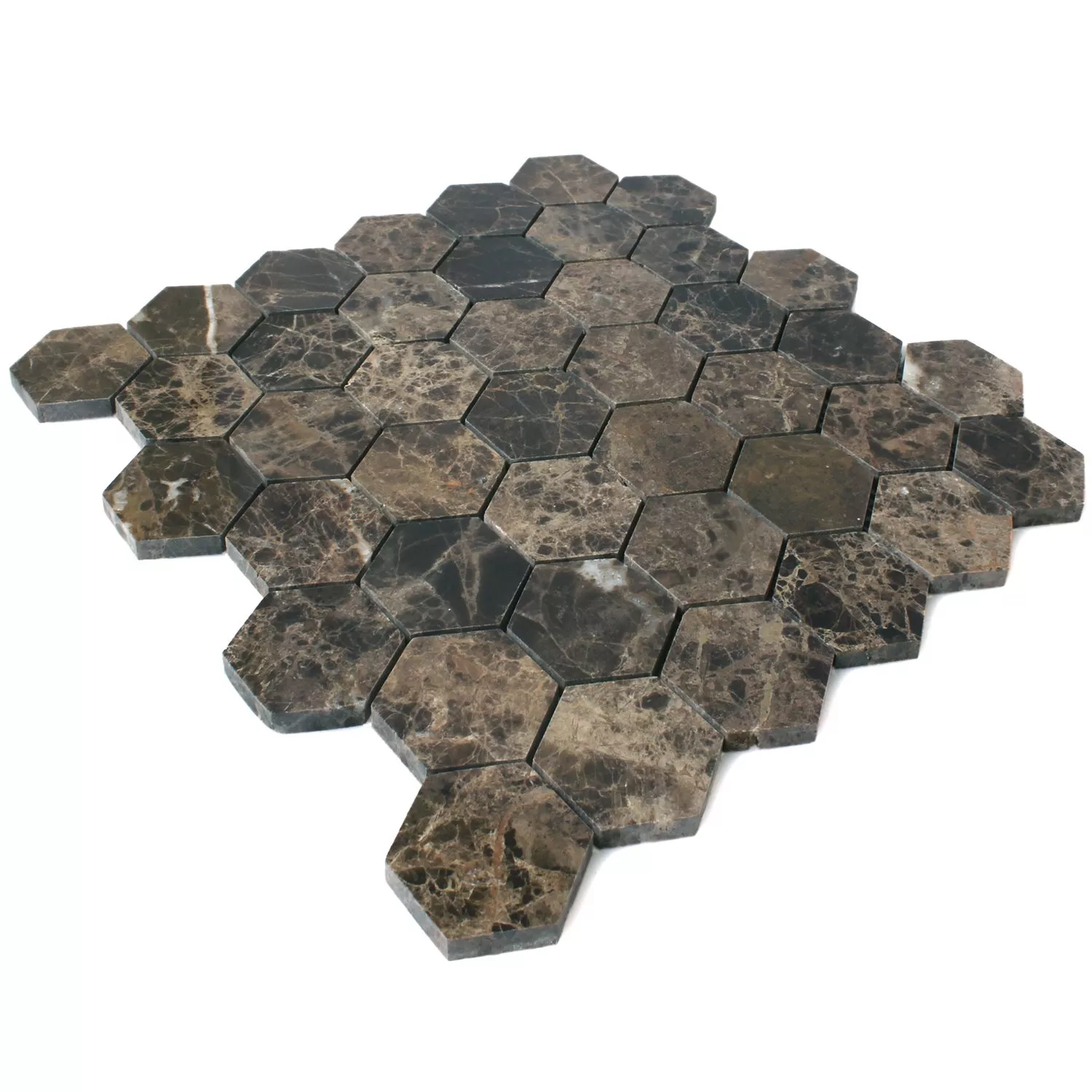Sample Mosaic Tiles Marble Xalapa Hexagon Emperador Polished