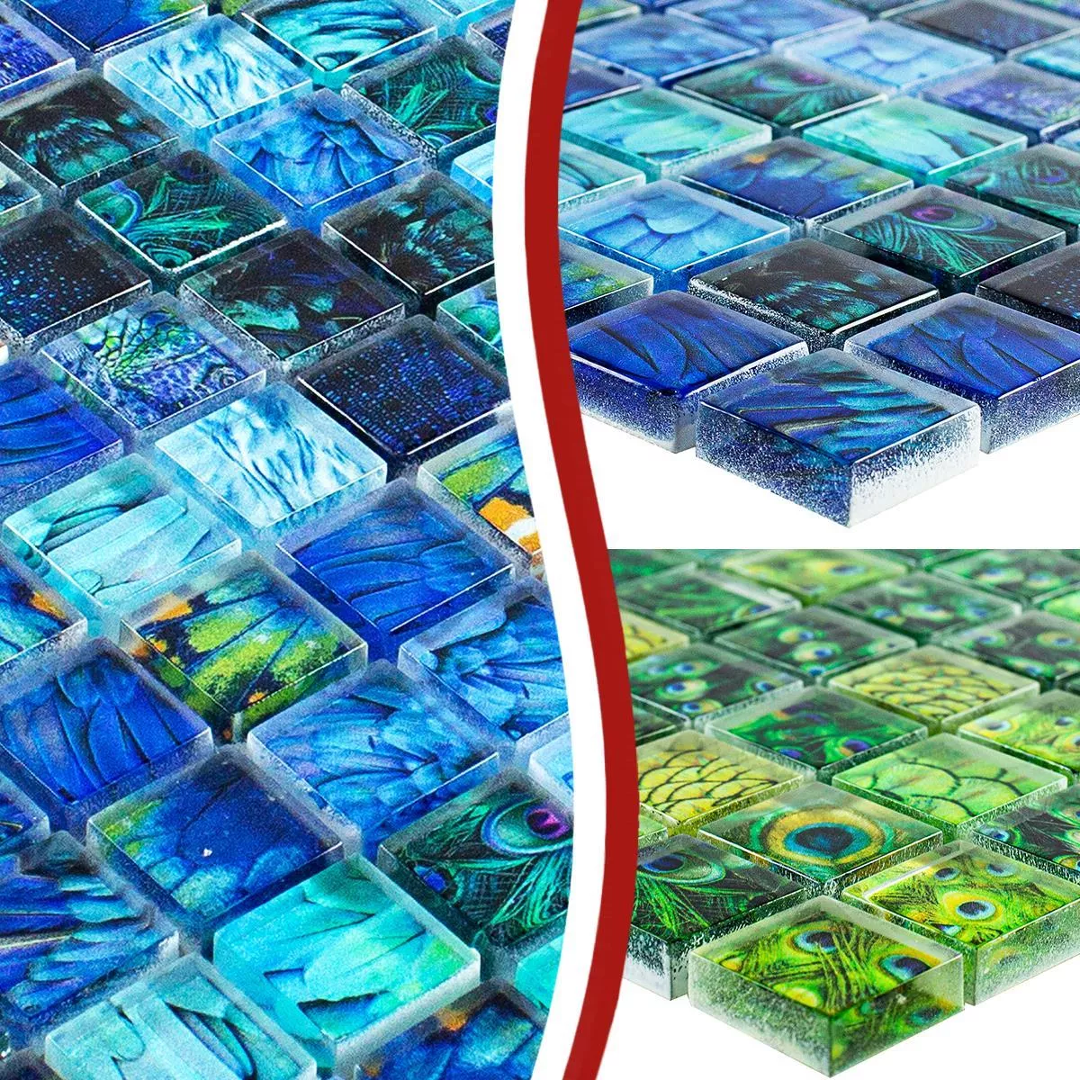 Sample Glass Mosaic Tiles Peafowl 23