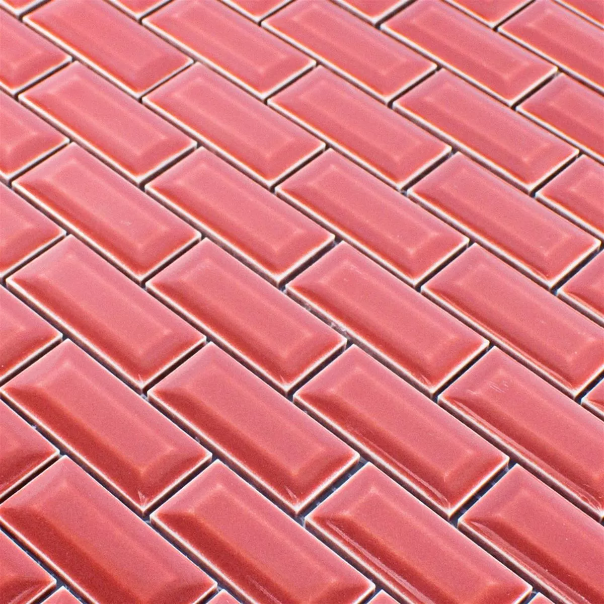 Sample Ceramic Mosaic Tiles Organica Metro Red