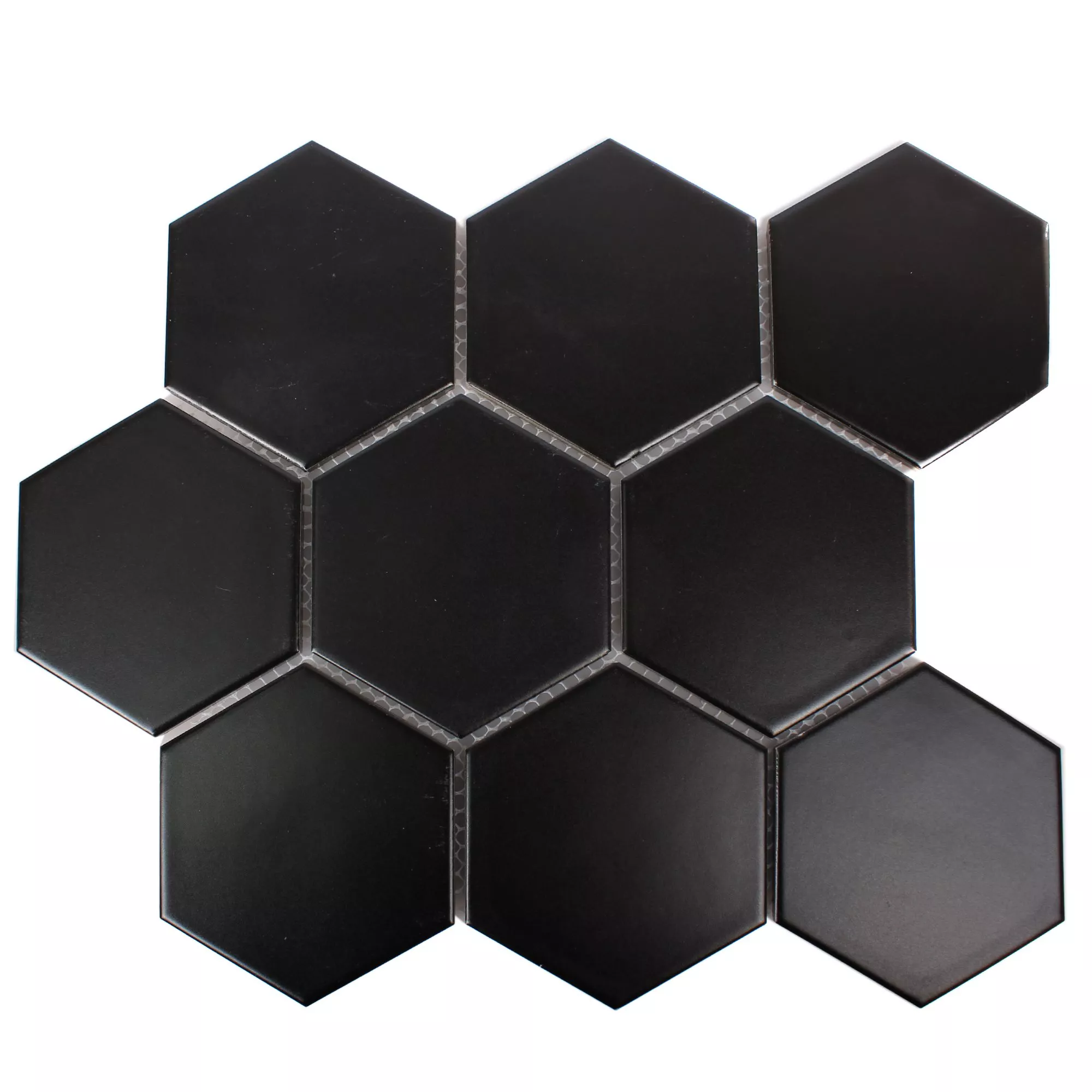 Ceramic Mosaic Tiles Hexagon Salamanca Black Mat H95