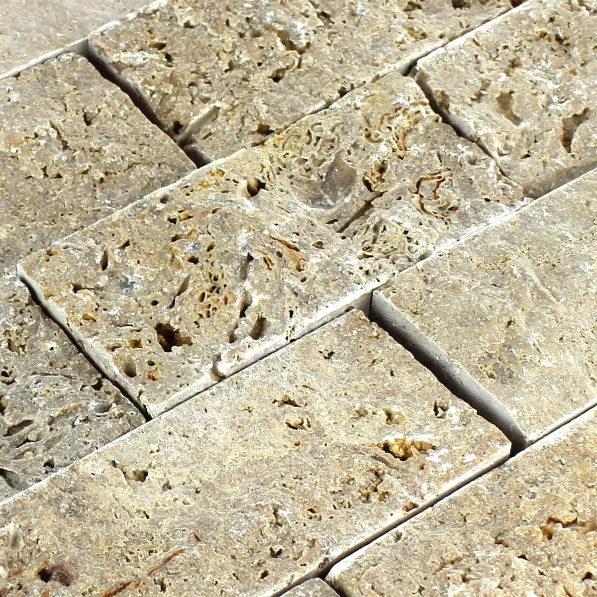 Sample Mosaic Tiles Travertine 3D Noce Brick
